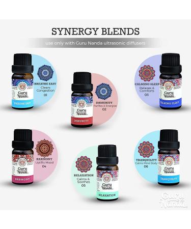 GuruNanda 100% Natural Essential Oil Blends Set - Aromatherapy for Diffusers - Breathe Easy, Tranquility, Harmony, Sleep, Relaxation, Immunity - 0.33 Fl Oz (Pack of 6) - Buy Online on GoSupps.com