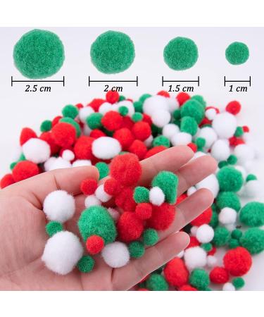 BQTQ 1200 Pieces Christmas Pom Pom Craft Balls for Craft Making and Decorations - White, Green, Red (3 Sizes) - Buy Online on GoSupps.com