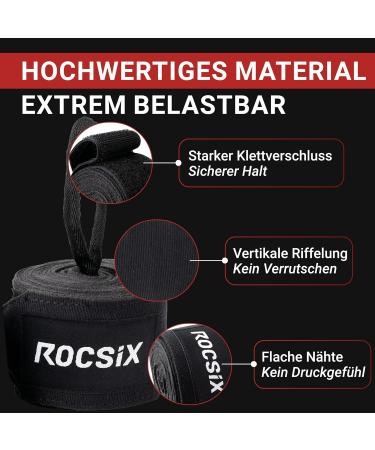 Rocsix Premium Boxing Bandages for Men & Women | Elastic 4m Kickboxing & Muay Thai Wraps with Thumb Loop | Red/Black Hand Wraps for MMA - Buy Online on GoSupps.com