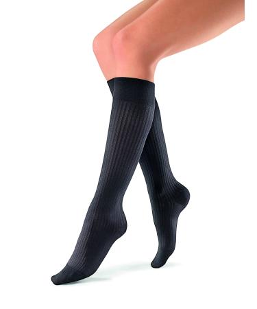 JOBST soSoft 15-20 mmHg Knee High Compression Socks Ribbed Pattern Black Large Black Ribbed Large