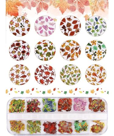 Kalolary Maple Leaves Nail Art Sequins - 3D Fall Stickers & Glitter Flakes for Autumn Nail Decor - Buy Online on GoSupps.com