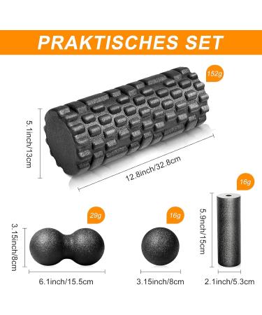 Fascia Roll Set - 3D Textured Massage Roller & Ball for Back Legs & Feet - Enhance Recovery & Flexibility - Buy Online on GoSupps.com