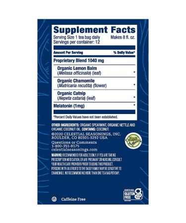 Celestial Seasonings Sleep Tea - Melatonin Chamomile Mint, Caffeine-Free, 12 Bags - Buy Online on GoSupps.com