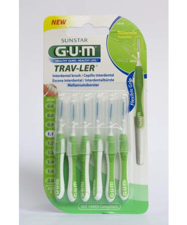 GUM TRAV-LER interdental brushes 6 pieces ISO 3 green 1.1mm 3-pack (3x 6 pieces)