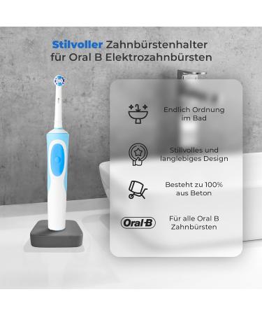 Dabblu Modern Toothbrush Holder for Oral B - Robust Concrete Anti-Slip Design Elegant Gray Bathroom Storage - Buy Online on GoSupps.com