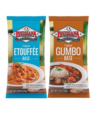 Louisiana Fish Fry Company Cajun Creole Meals Bundle - 1 each of Gumbo Base 5 Ounces and Etouffee Base 2.65 Ounces