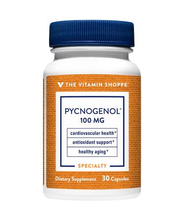 The Vitamin Shoppe Pycnogenol 100mg - Antioxidant That Supports Cardiovascular, Skin & Cellular Health (French Maritime Pine Bark Extract) (30 Capsules)
