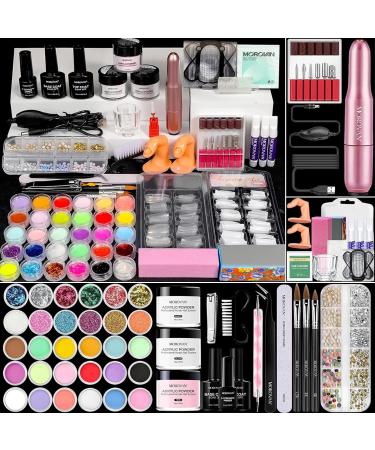 Morovan Acrylic Nail Kit for Beginners: Nail Kit Acrylic Set with Professional Acrylic Powder Glitter Full Acrylic Nail Starter Kit for Nail Extensions
