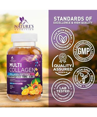 Collagen Gummies with Biotin - 2500mcg Hair Growth Skin & Nails Supplement - Hydrolyzed Peptides Type I & III Multi Collagen - Vitamin C & Zinc for Immune Support - Tasty Orange Flavor - 120 Gummies 120 Count (Pack of 1) - Buy Online on GoSupps.com