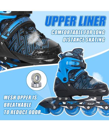 Nattork Adjustable Inline Skates for Kids Boys & Girls - Blue Black Red with Light up Wheels - Youth Blade Roller Skating for Beginners Ages 3-15 - Blue knight-1 Large (US 4-7Y) - Buy Online on GoSupps.com