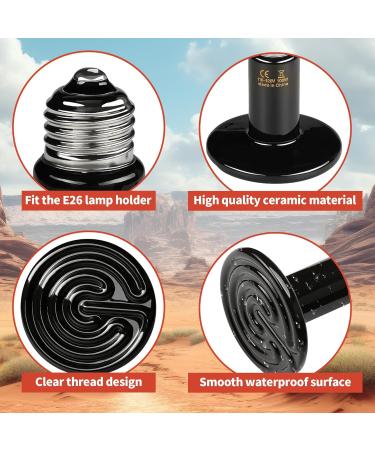 Ymcud 150W Ceramic Heat Emitter - Infrared Reptile Heat Lamp Bulb No-Light Heater for Chicks Reptiles Lizards Snakes Aquariums Chicken Coops (2 Pack) (150 Watts) 150 Watts - Buy Online on GoSupps.com