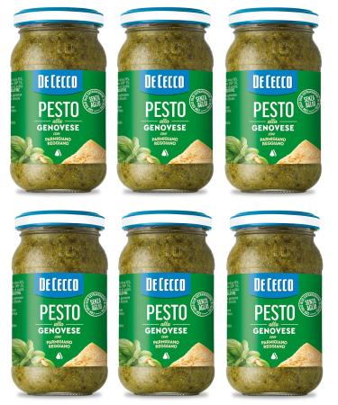 6x de cecco pesto alla genovese con parmigiano reggiano Senza Aglio Pesto with fresh basil Parmigiano Reggiano without garlic 190g Italian sauce