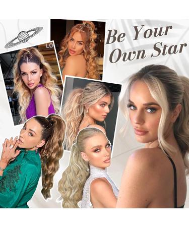 BARSDAR Long Wavy Curly Ponytail Extension 20 Golden Brown Mix Blonde - Clip-in Synthetic Hairpiece for Women - Buy Online on GoSupps.com