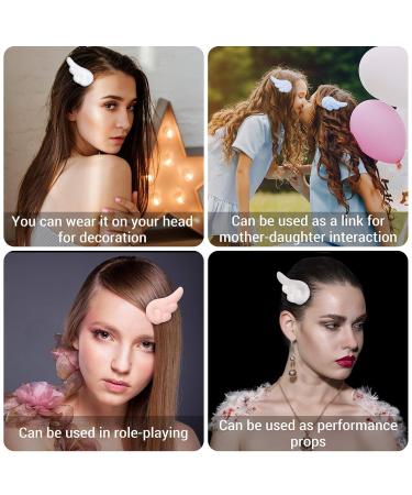 6 Pairs Angel Wing Plush Hair Clips - Non Slip Hair Barrettes for Women - Christmas Cartoon Hairpins - Kawaii Cosplay Accessories (White Pink and Light Blue) - Buy Online on GoSupps.com