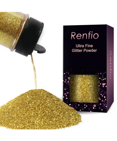 Renfio Ultrafeiner Glitzer powder metallic gold 80 ml glass for resin glasses mucus painting art art nail art DIY decoration-golden