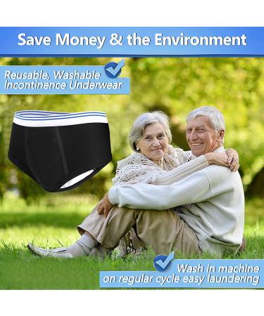 Men's Urinary Incontinence Briefs 3-Pack Washable Reusable Underwear - Leak Protection & Comfort - Black-3pcs 2X-Large - Buy Online on GoSupps.com