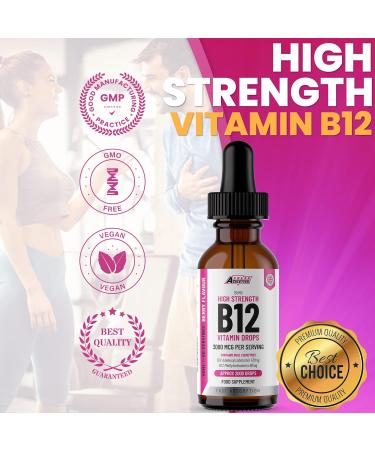 High Strength Vitamin B12 Liquid Drops 3000mcg - Vegan Friendly 60ml - Sublingual Dual Action for Fast Absorption - Buy Online on GoSupps.com