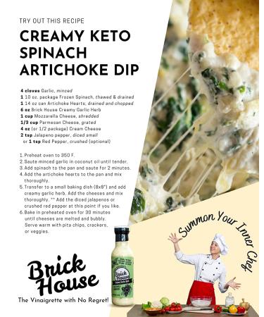 Brick House Vinaigrettes Creamy Garlic Herb Sugar-Free Salad Dressing with Organic Stevia - 12oz (1 Pack) | Low Sodium, Paleo, Low Carb, Keto-Friendly - Buy Online on GoSupps.com