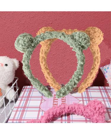 XNHIU 2 Pieces Bear Ears Headbands Fluffy Bear Ears Hairbands Makeup Headbands Hair Accessories for Washing Face Party Decoration (Green) - Buy Online on GoSupps.com
