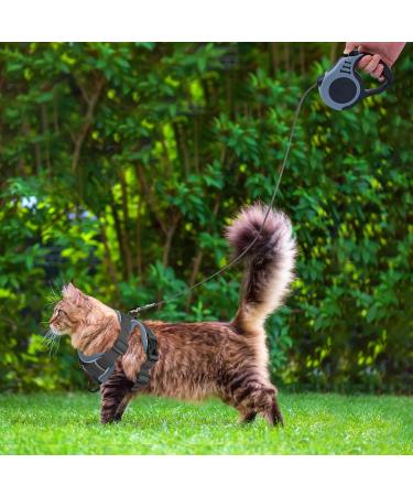 QKTYB Cat Harness and Retractable Dog Lead Set - 5m/16.4 Ft Extendable Leash - Soft Harness for Cats and Small Dogs - Grey (S) - Buy Online on GoSupps.com