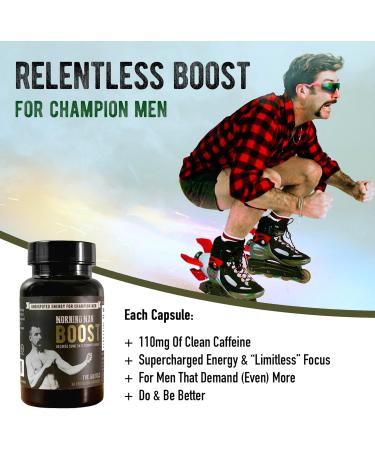 Morning Man Boost Caffeine Pills - 110mg Energy Supplement with Green Tea Extract | Vegan Gluten Free Non-GMO | Enhance Focus & Alertness | 30 Capsules - Buy Online on GoSupps.com