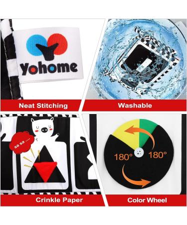 Yohome Black and White High Contrast Sensory Baby Toy Soft Book | Educational Infant Tummy Time & Crib Toy | Double Sided Folding Cloth Book for 0-3 Years - Buy Online on GoSupps.com