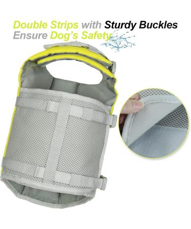 Vivaglory Removable Front-Wheel Drive Dog Rescue Vest - Yellow Gray XS (35-43cm) with Reflective Caps & Upholstery for Swimming & Boating - Buy Online on GoSupps.com