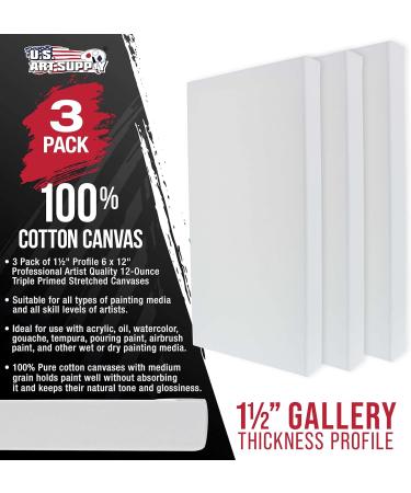 U.S. Art Supply 6x12 Gallery Depth Stretched Canvas 3-Pack - Triple Primed 100% Cotton for Acrylic Pouring Art - Buy Online on GoSupps.com