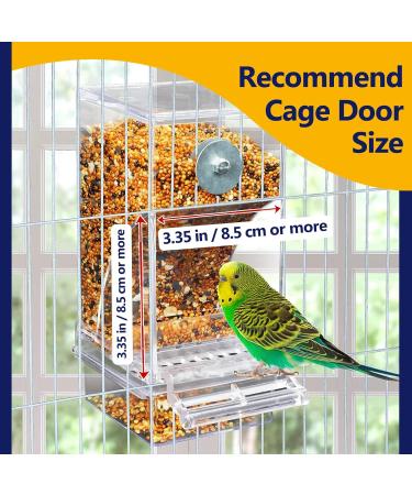 Automatic Bird Feed Dispenser - Acrylic Transparent Parrot Feeder for Budgies Canaries & Finches - Ideal Cage Accessory - Buy Online on GoSupps.com