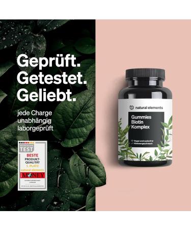 Natural Elements Biotin Hair Gummies - 120 Vegan Sugar-Free Raspberry Gummy Bears with 5000 g Biotin - Made in Germany - Buy Online on GoSupps.com