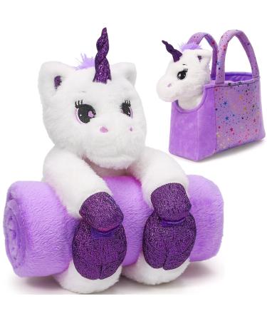 Latocos Unicorn Gifts for Girls Age 3-8 Unicorn Plush Toys Girls Unicorn Stuffed Animals Blanket Bag for Kids Birthday Christmas Unicorn Toys for Girls Toddlers 3 4 5 6 7 8 Year Old