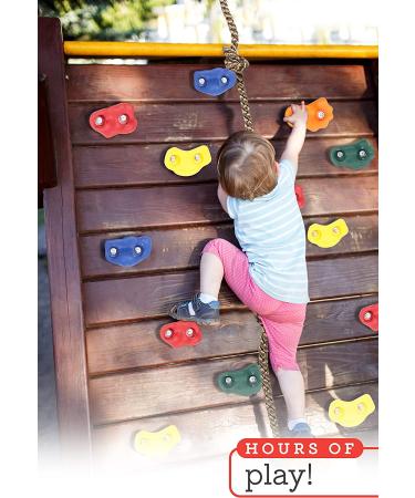 Milliard DIY Rock Climbing Holds Set with 8 Foot Knotted Rope - 25 Pc. Kit for Kids Indoor and Outdoor Play - Includes Mounting Screws, Handles, and Hooks - Buy Online on GoSupps.com