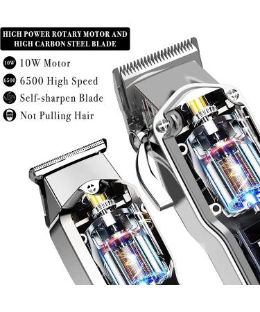 Hatteker Hair Clipper & Trimmer Set - Professional Cordless Barber Kit for Men, Waterproof, USB Rechargeable - Silver - Buy Online on GoSupps.com