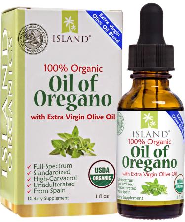 Island Nutrition Oil of Oregano Organic Liquid Drops (1 fl oz) - Blend of Organic Oregano Oil & Olive Oil Grown in Spain