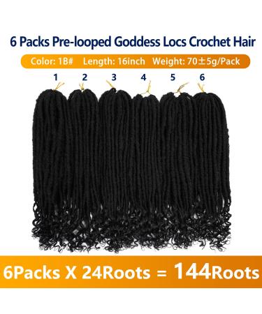 Goddess Locs Crochet Hair 16 Inch 6 Pack - Pre-looped Faux Locs for Black Women - Soft Synthetic Braiding Hair Extensions in 1B - Buy Online on GoSupps.com