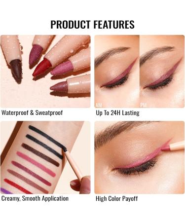 OULAC Crayon Yeux Waterproof Eye Liner et Lip Liner Prune Mat avec Couleur Intense Eyeliner Anti-salissures Texture Lisse et Cr meuse Tenue 12h+ Vegan (L07) Heartfelt LL07 Heartfelt - Buy Online on GoSupps.com