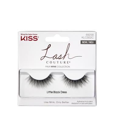 Kiss Lash Couture Faux Mink Collection 1 pair of wrong eyelashes little black dress ultra -brick tapered synthetic fake lashes including eyelash glue black 2 pieces (1 Pack)