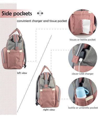 NEVEQ Babilation Wicking Pack | Large Capacity Multi-Compartment Travel Backpack for Diapers | Waterproof Baby Bag with Fan & Flasher - Gray & Pink - Buy Online on GoSupps.com