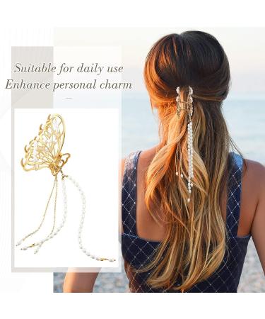 Gold Butterfly Hair Clips - Set of 4 | Metal Claw Clips for Women & Girls | Nonslip Tassel Design | Hair Accessories for Thick & Thin Hair - Buy Online on GoSupps.com