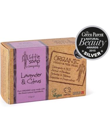 Little Soap Company Organic Lavender & Citrus Soap Bar - Vegan & Cruelty Free | 110g Bar, No SLS or Parabens | Natural & Organic Body & Hand Soap - Buy Online on GoSupps.com