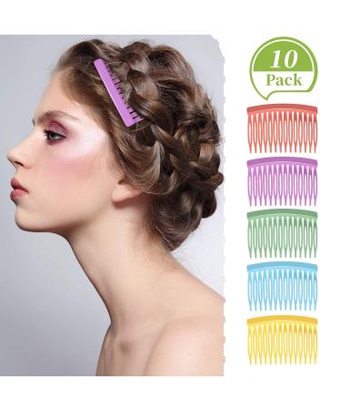 10 Colorful Classic Side Combs | Wide Teeth Hair Clips for Women & Girls - 14 Teeth - Buy Online on GoSupps.com