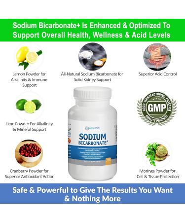Organic Sodium Bicarbonate Capsules - Alkaline Support for Kidneys & Digestion Immune Boosting Superfoods - 120 Fast-Acting Antacid Caps - Buy Online on GoSupps.com