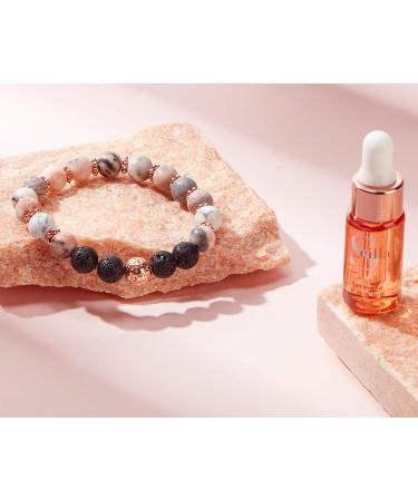 Women's Anti-Anxiety Beaded Bracelet with Zebra Jasper Flower - Inner Peace Aromatherapy Gift 19cm - Buy Online on GoSupps.com