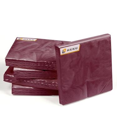 HEKU 100 Monochrome Napkins - 3-Layer 33x33cm | Highly Absorbent & Stylish Bordeaux | Uniform Quality for Events & Gastronomy | Practical 5-Pack - Buy Online on GoSupps.com