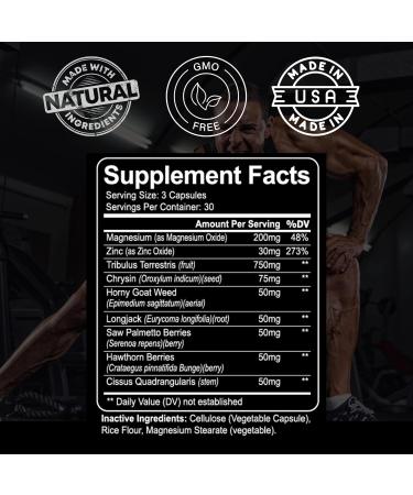 Kaya Naturals Ultra Testosterone - Men's Testosterone Booster with Tongkat Ali Horny Goat Weed Tribulus - Natural Workout Supplement for Energy Stamina and Strength Booster - 90 Count 90 Count (Pack of 1) - Buy Online on GoSupps.com