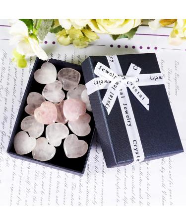 Healing Crystal Rose Quartz Heart Worry Stones for Reiki Meditation - 15pcs - Buy Online on GoSupps.com