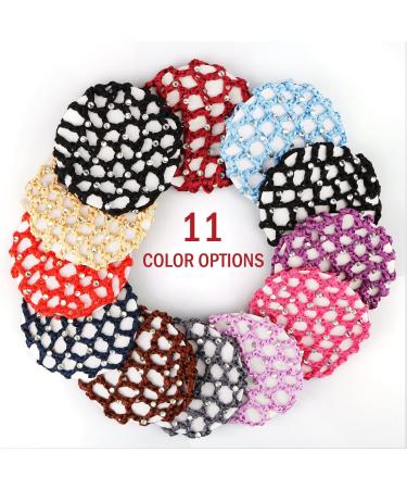 Hair Net Chignon 12 Bun Hairstyle Aid Fabric Knot Net with Glitter Rhinestones Hair Net Riding Tournament Set for Gymnastics Rhythmic Gymnastics Ballet Figure Skating - Buy Online on GoSupps.com