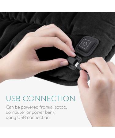 Navaris Heated Pillow - 45x45 cm Heat Cushion with 3 Levels & USB Connection - Electric Heating Mat in Black | International Shipping - Buy Online on GoSupps.com
