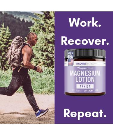 Magnum Solace Nighttime Magnesium Lotion with Arnica Soothing Relief & Relaxation Highly Concentrated Magnesium for Muscles & Joints Apply to Legs or Feet Before Bed Skin-Friendly - Buy Online on GoSupps.com