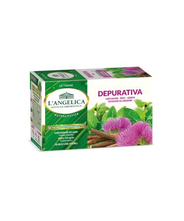 L'Angelica L'Angelica Detox Purifying Herbal Tea Functional Herbal Tea with Milk Thistle Mint Liquorice Purifying Action Vegan 10 Packs of 20 Filters Each